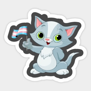 Cat Holding Transgender Flag Sticker